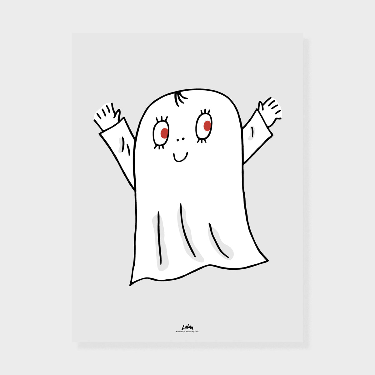 Lilla Spöket Laban Poster - Ljusgrå - A4