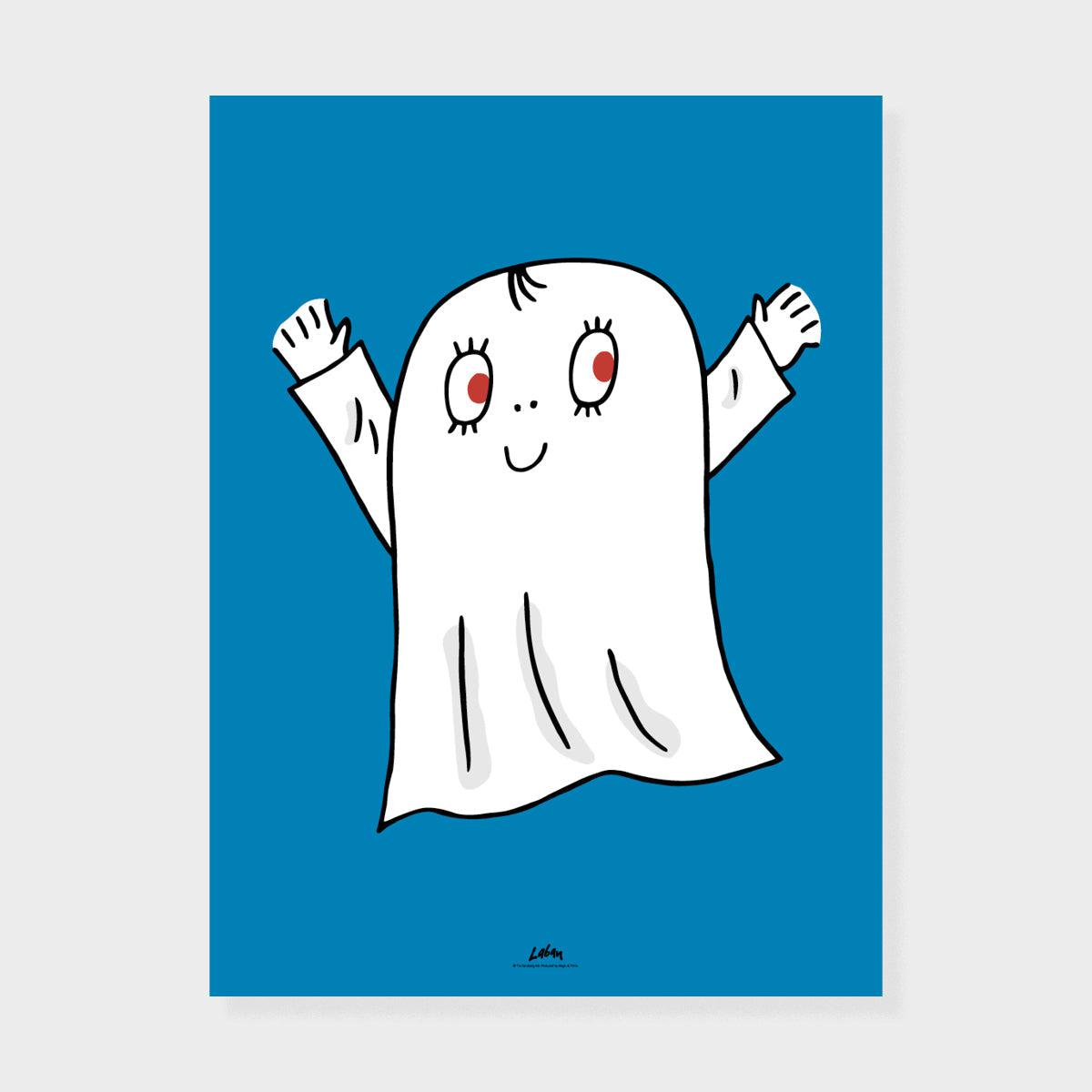 Lilla Spöket Laban Poster - Mörkblå - A4