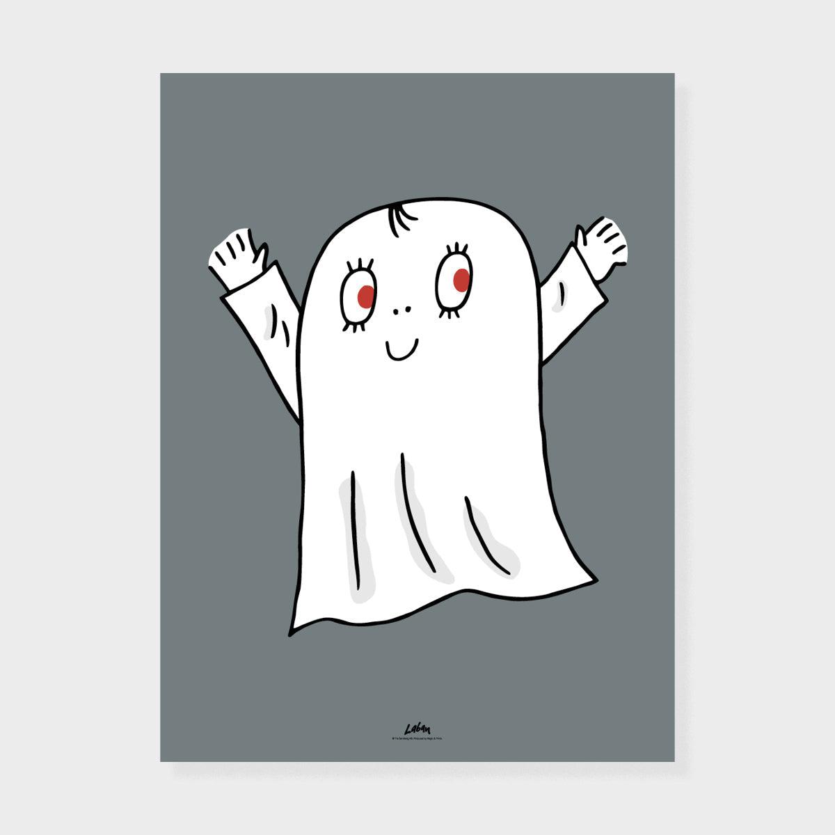 Lilla Spöket Laban Poster - Mörkgrå - A4