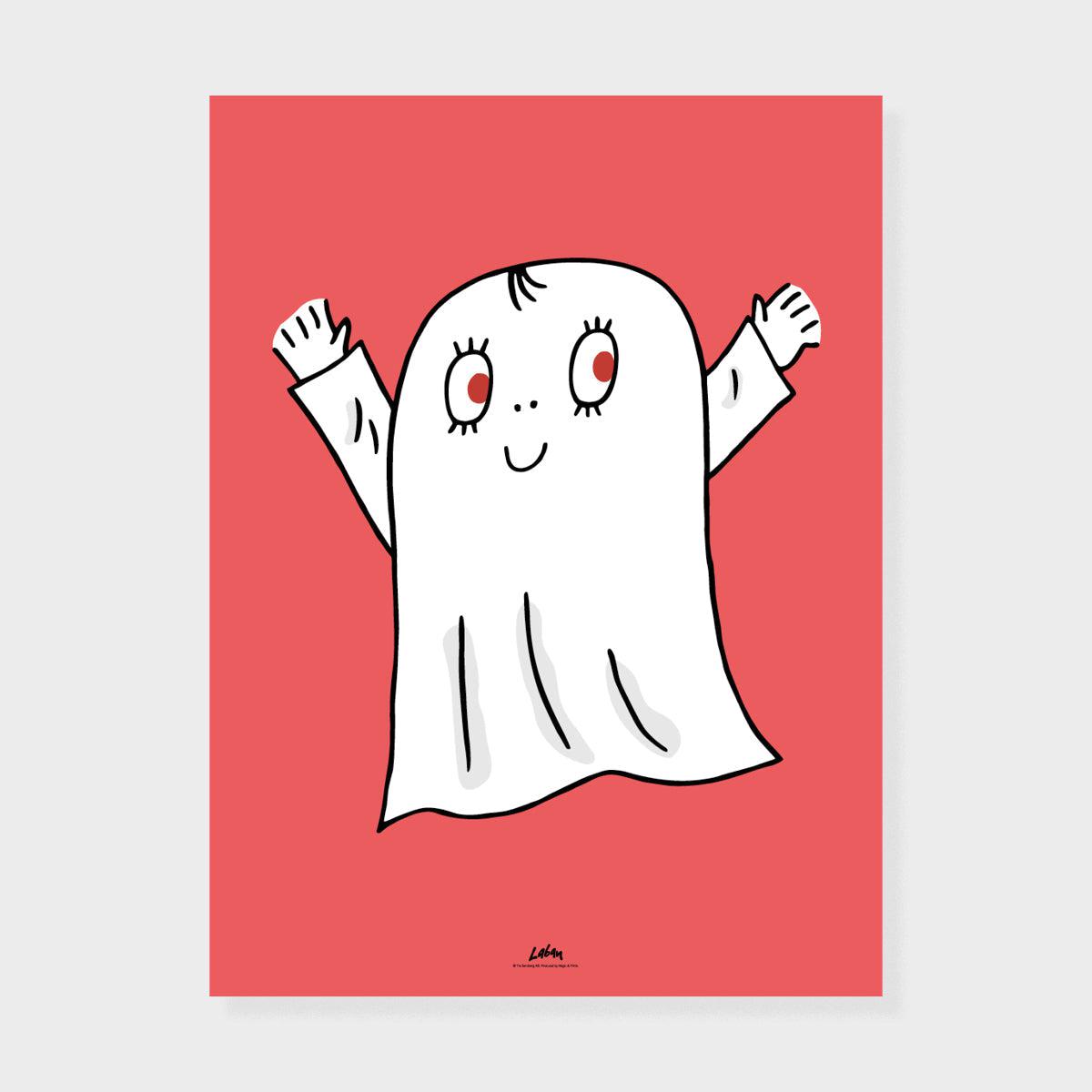 Lilla Spöket Laban Poster - Röd - A4
