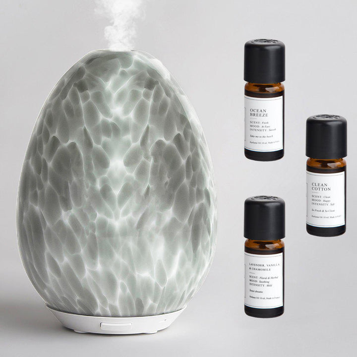 PAKET: Aroma Diffuser Grå marmor + 3 Doftoljor