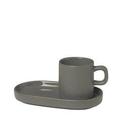 PILAR Set 2 st Espressomuggar med fat - Pewter