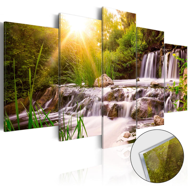 Tavla i akrylglas – Forest Waterfall – 200×100