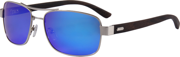 Wooden Sunglasses Slim Aviators Walnut Blue Polarized Lenses