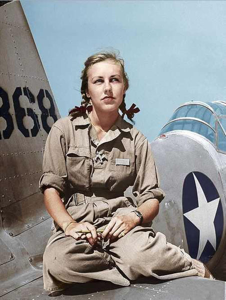 Shirley Slade, WASP pilot, 1943. She was one of over 1,000 female pilots who ferried B-26 and B-29 bombers and supplies during WWII. 