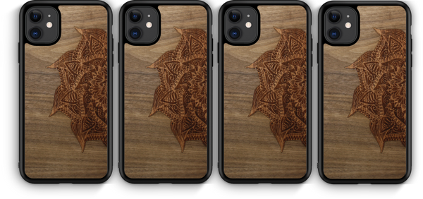 Slim Wooden Phone Case (Cedar Mandala in Black Walnut)