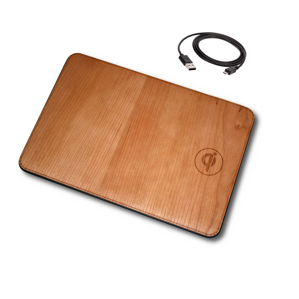 Oversize Wood Mousepad with 10 watt Qi Wireless Fast Charger