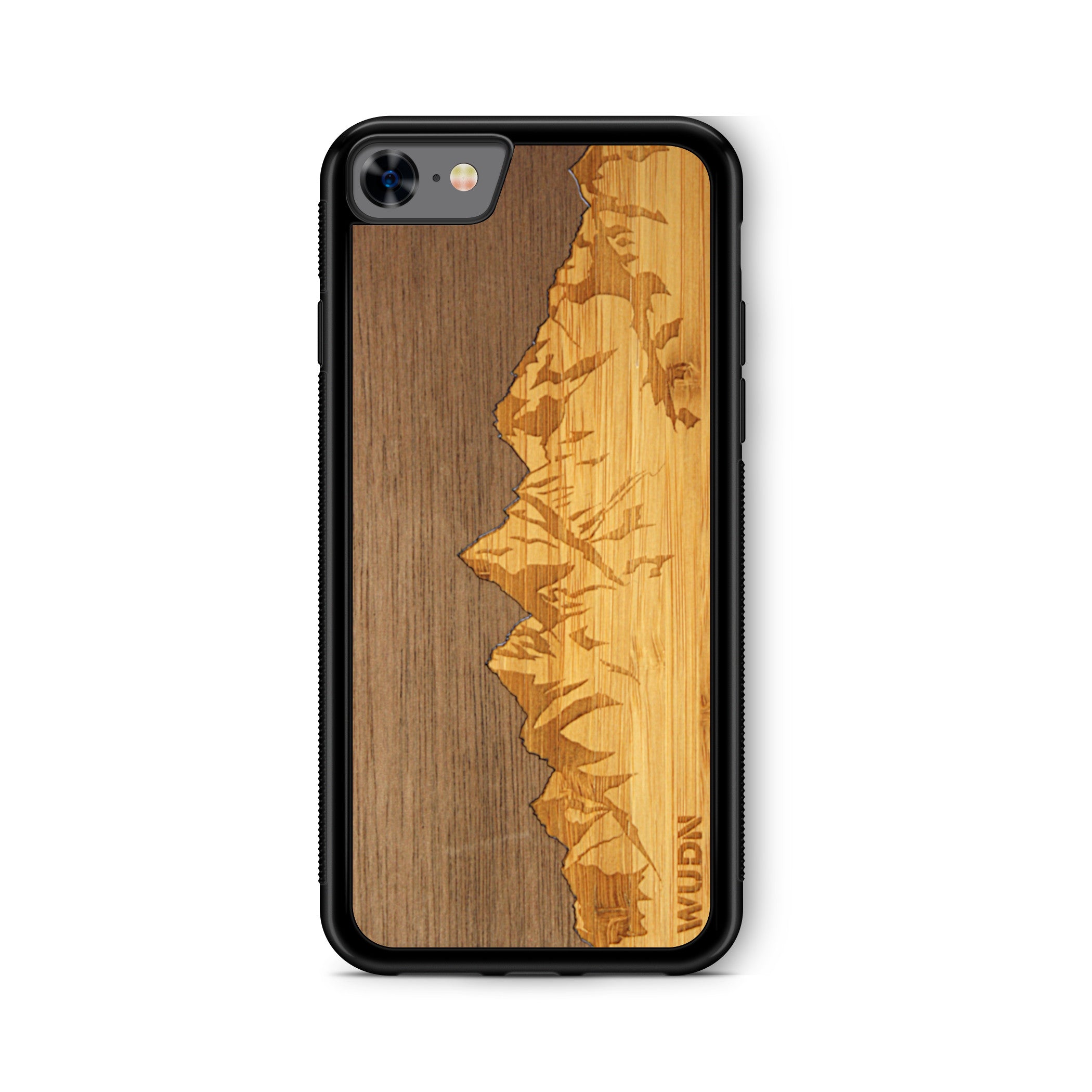 Ezel Biscuit Filosofisch Wooden iPhone Case | Sawtooth Mountains Traveler Walnut Sky