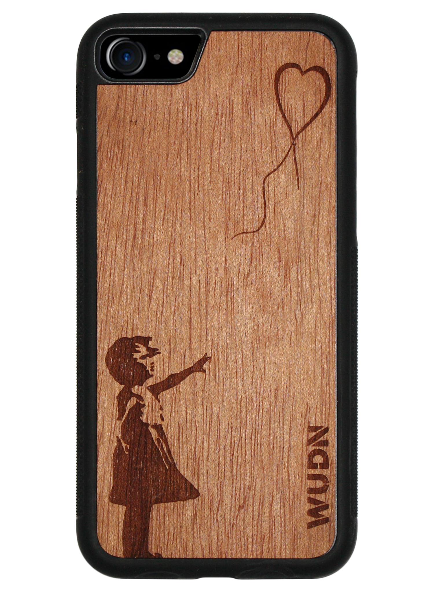 ستينغ Slim Wooden Phone Case (Banksy Girl With a Balloon in Mahogany) - iPhone 7 / 8 / SE coque iphone xs Banksy Ballon Girls Red