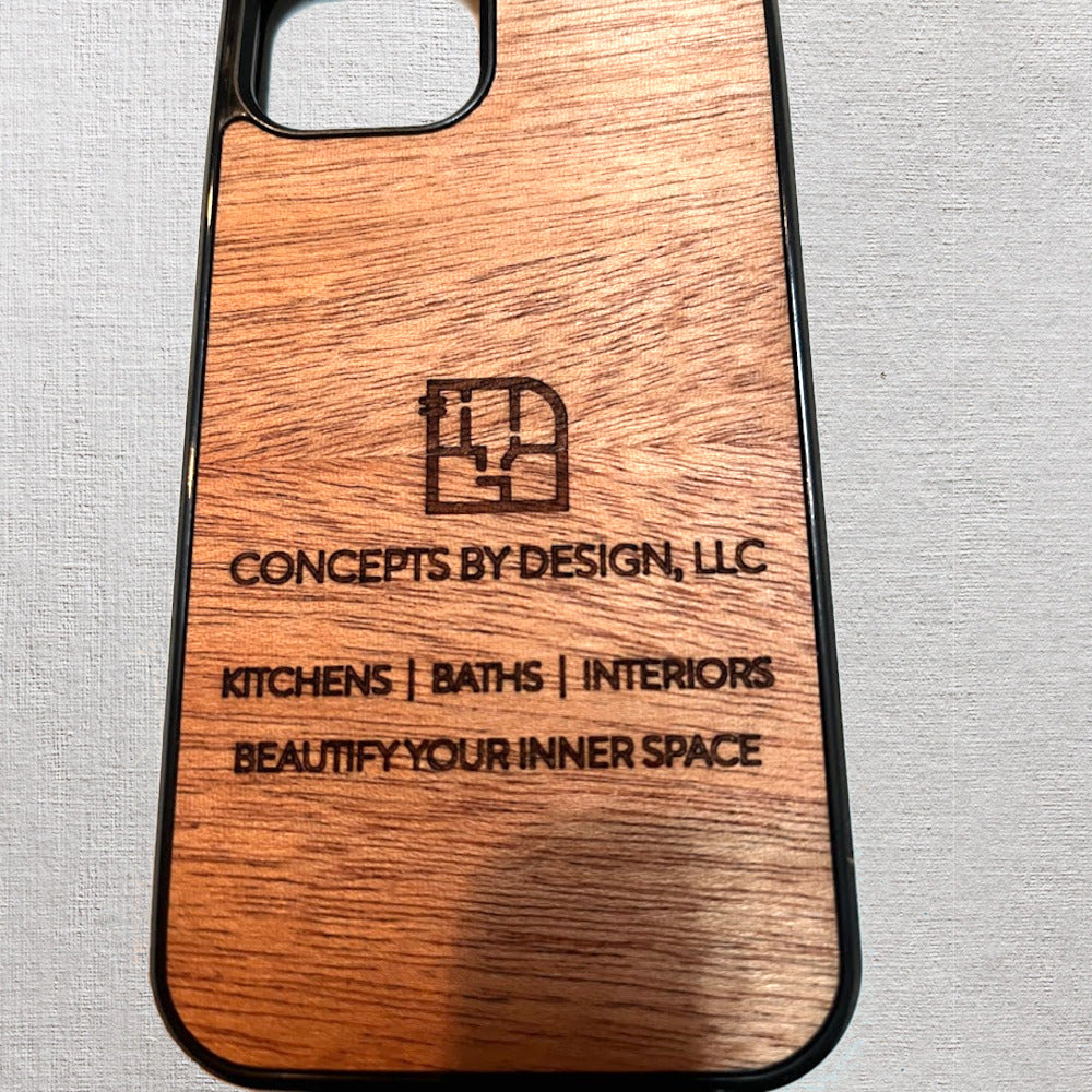 Custom laser-engraved iPhone 11 in Mahogany