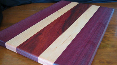 Exotic purpleheart and maple wood cutting board