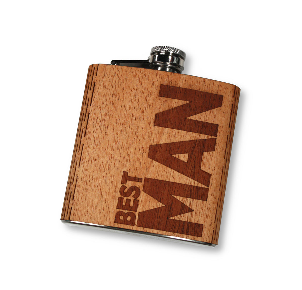 Custom customized personalized laser engraved wooden Hip Flask 