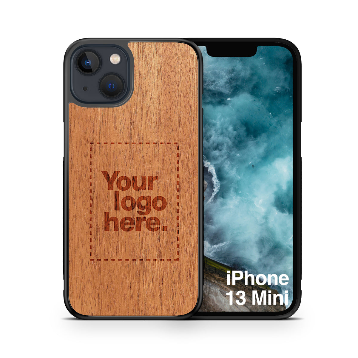 Custom carved burnt customized personalized laser engraved wooden Apple iPhone 13 Mini