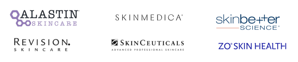 Alastin Skincare, SkinMedica, SkinBetter, Revision Skincare, SkinCeuticals, and ZO Skin Health Medical grade skincare logos