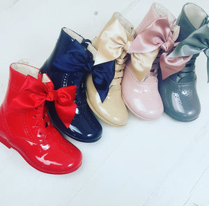 girls red patent boots