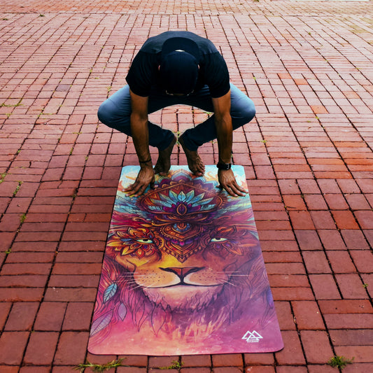 Small Meditation/Yoga Mat - Maroon/Red Elephant from Foot in the East