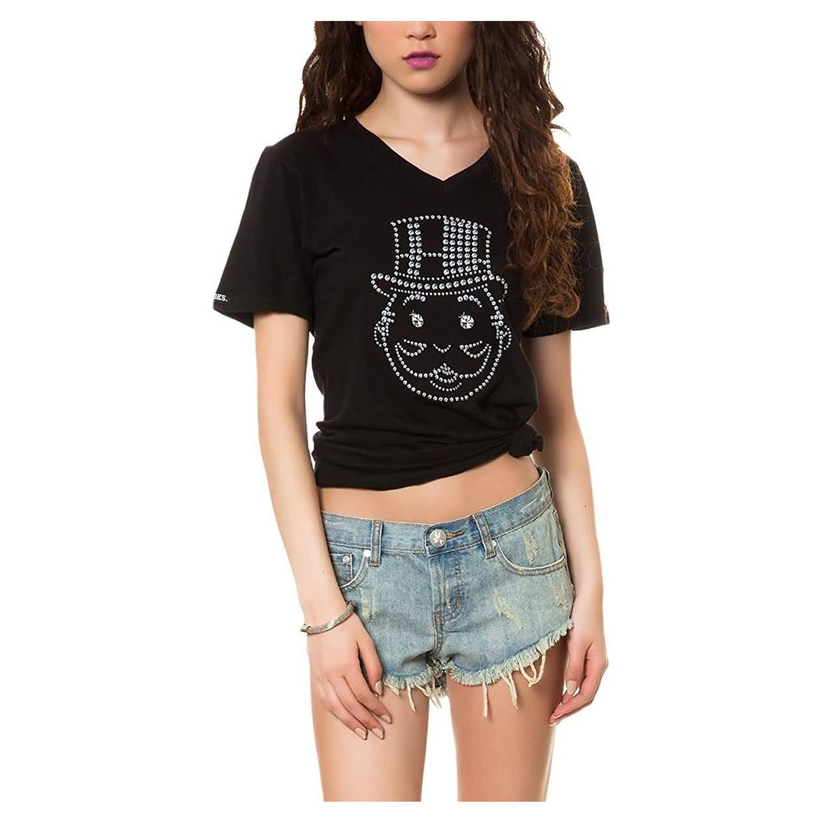 Crooks & Castles Big Face Karat V-Neck Women's Short-Sleeve Shirts 