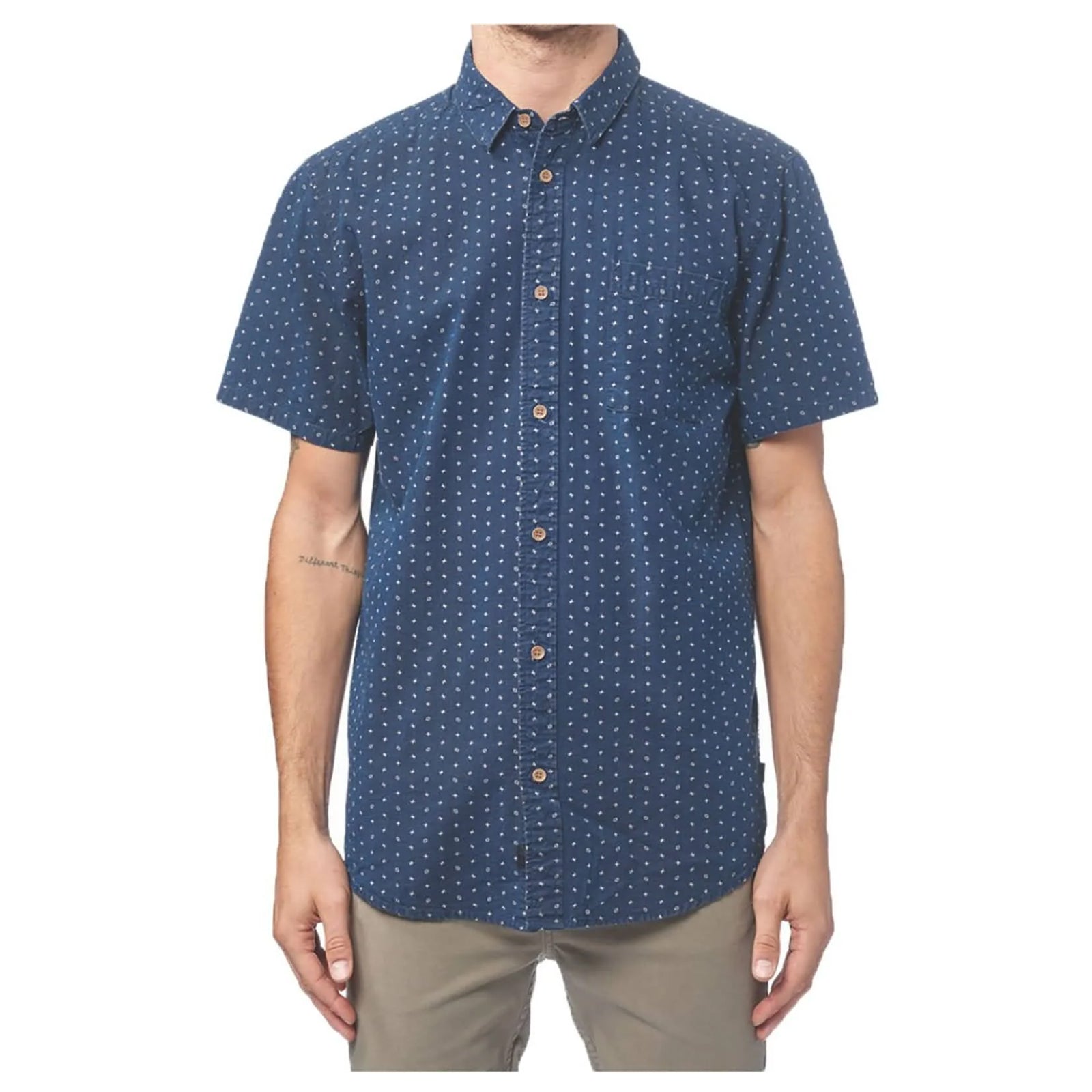 Globe Shallow Men's Button Up Short-Sleeve Shirts