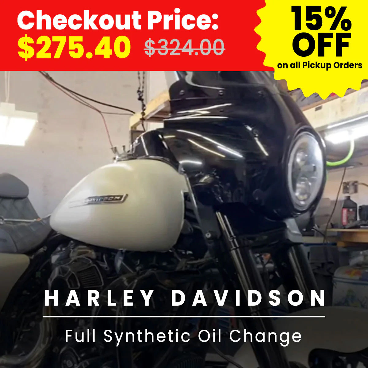 Motorcycle Harley Davidson Full Synthetic Oil Change Service (At Location: Fullerton CA)