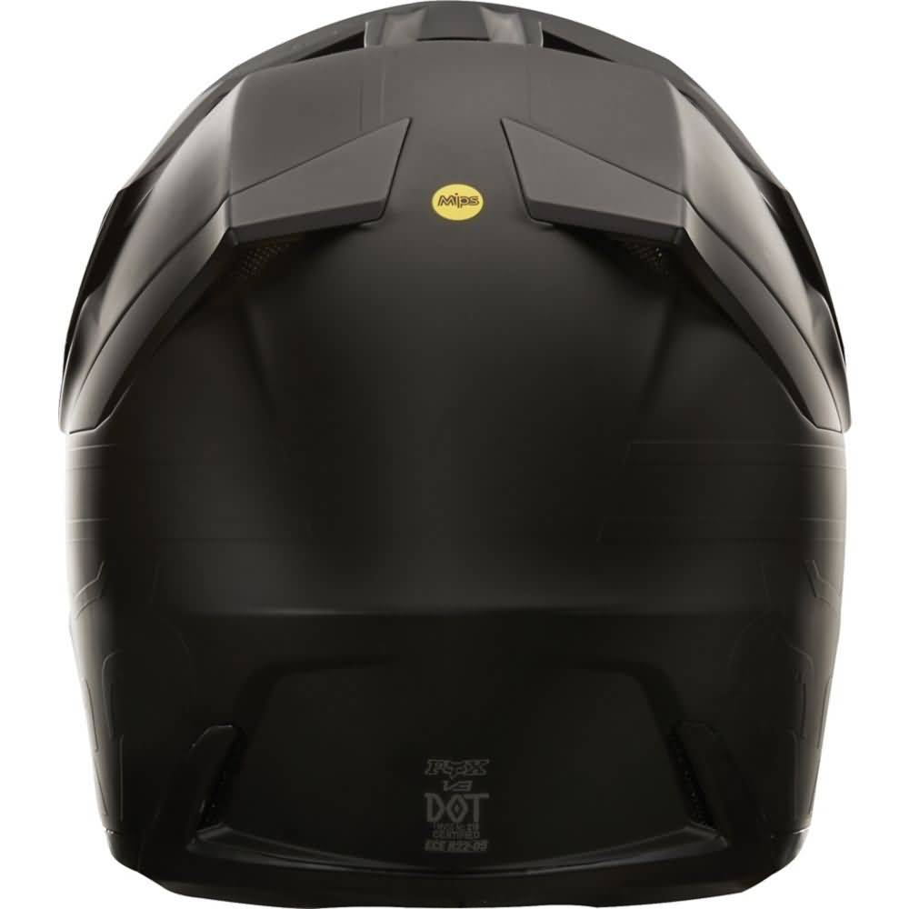 Fox Racing V3 Matte Black Helmet Back View