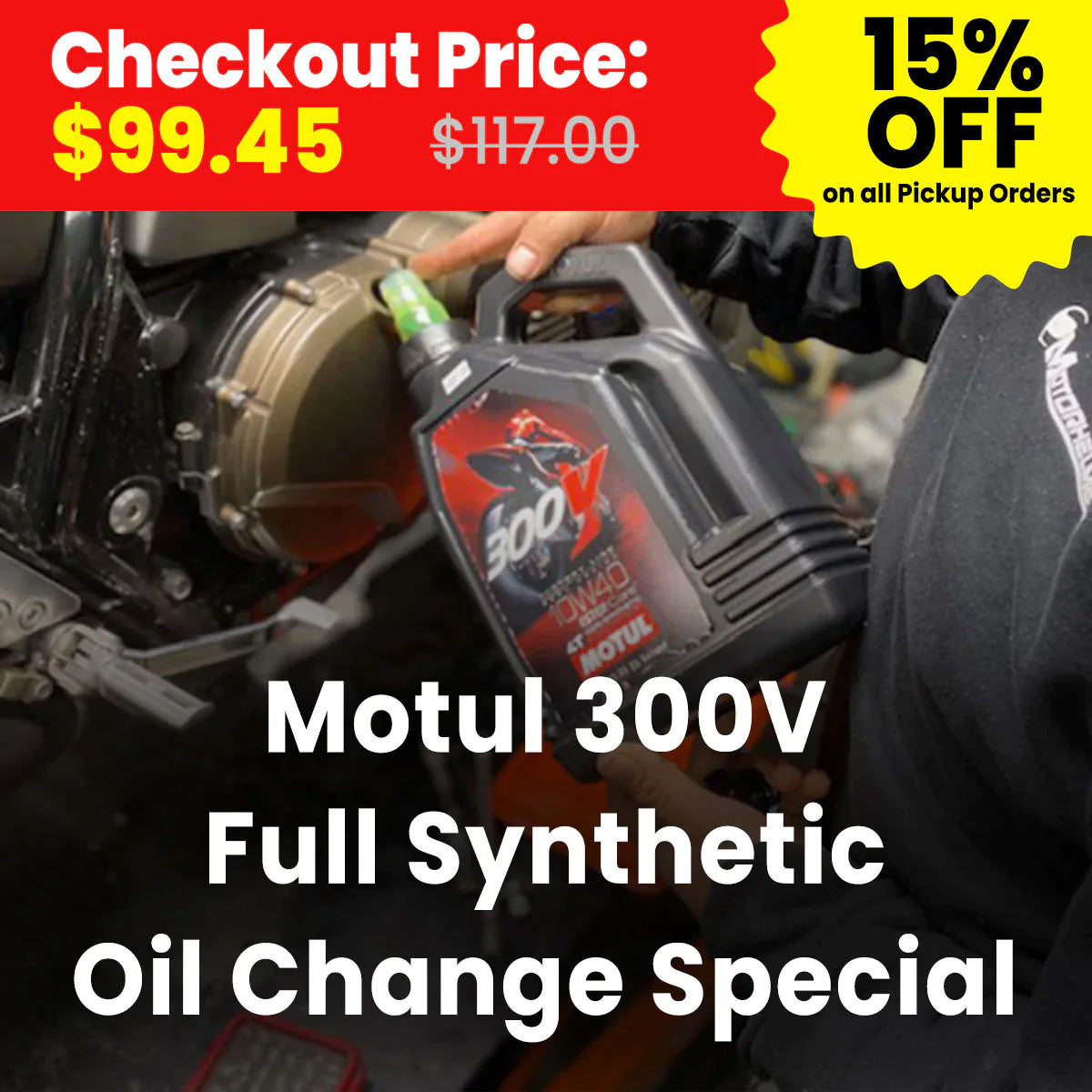 Motorcycle Motul 300V Full Synthetic Oil Change Special (At Location: Fullerton CA)