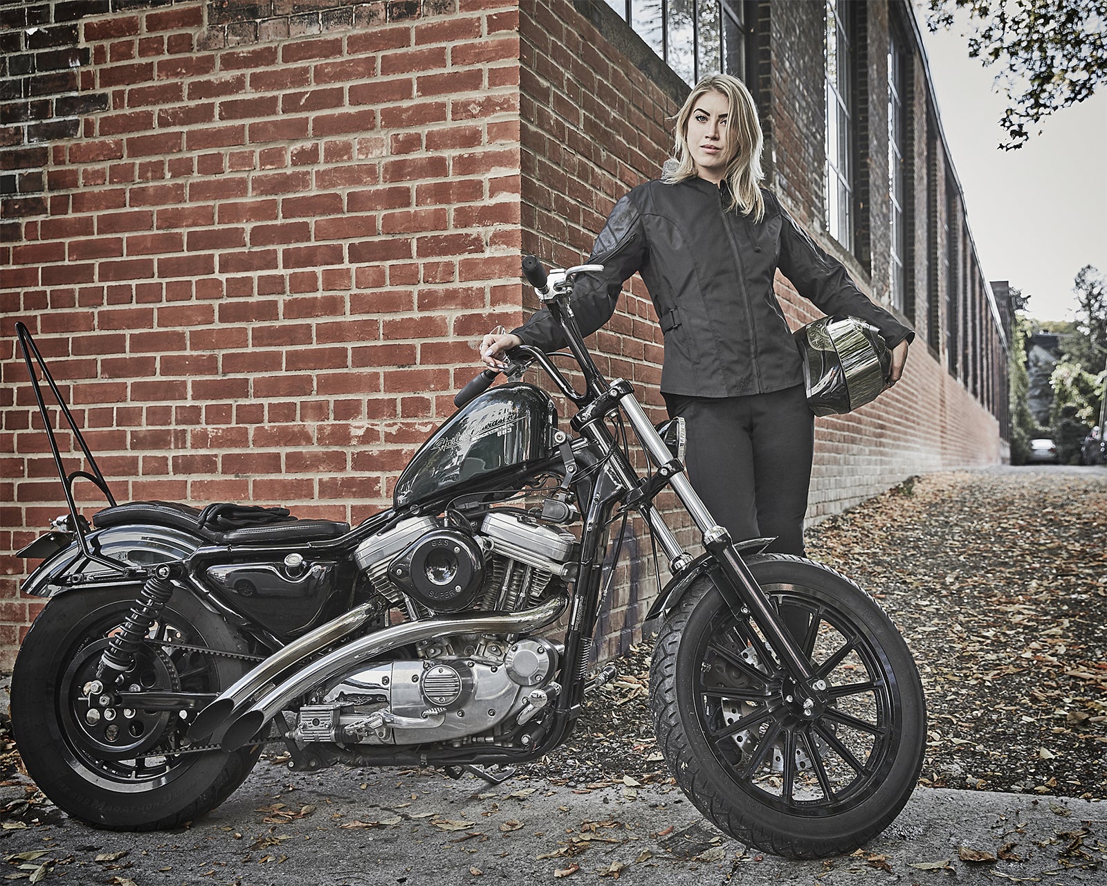 Harley-Davidson Women's Helm Leather Work Gloves, Black - Large