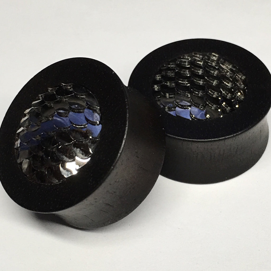 Ebony Metallic Mermaid Scale Round Plugs – Love Kills Boutique Handmade ...