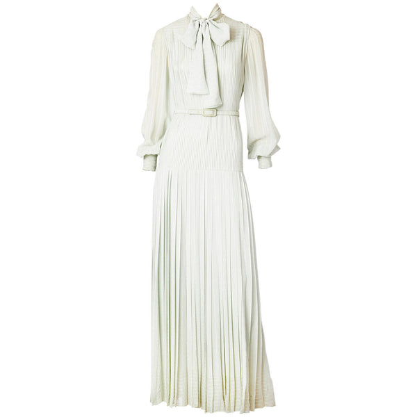 Andre Laug Pale Grey Pleated Chiffon Gown – marlenewetherell.com