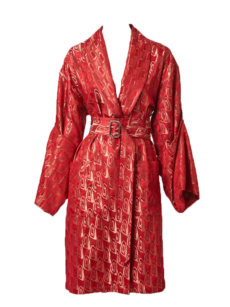 Jean Paul Gaultier Brocade Belted Kimono Inspired Coat
