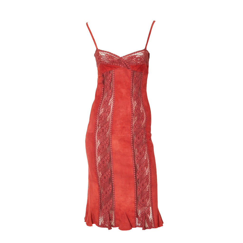 red lace slip dress