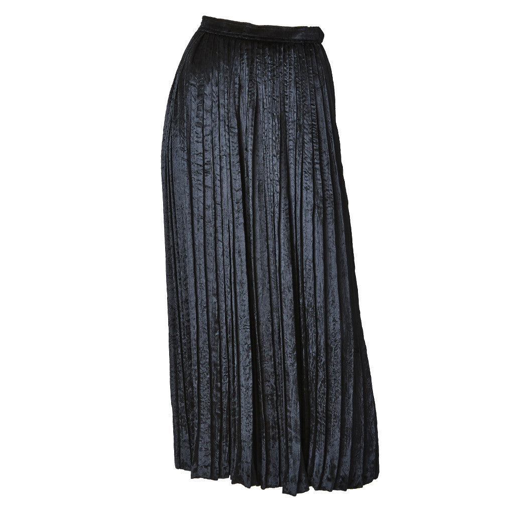 Yves Saint Laurent Crushed Velvet Pleated Skirt – marlenewetherell.com