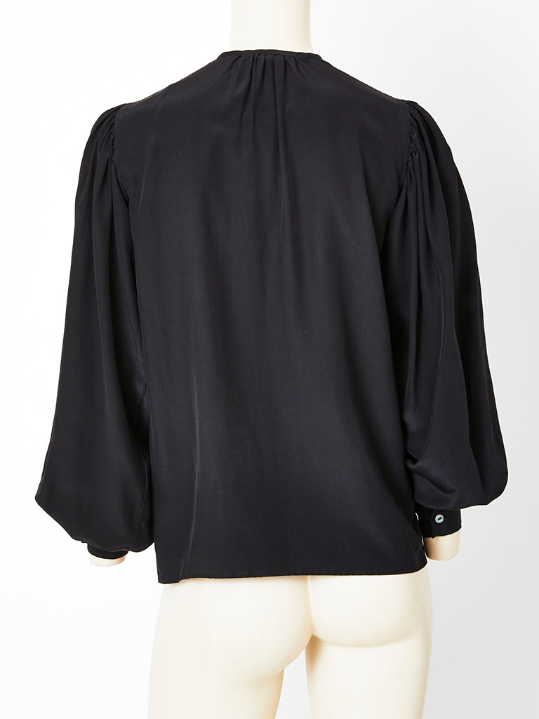 Yves Saint Laurent Black Silk Peasant Blouse – marlenewetherell.com