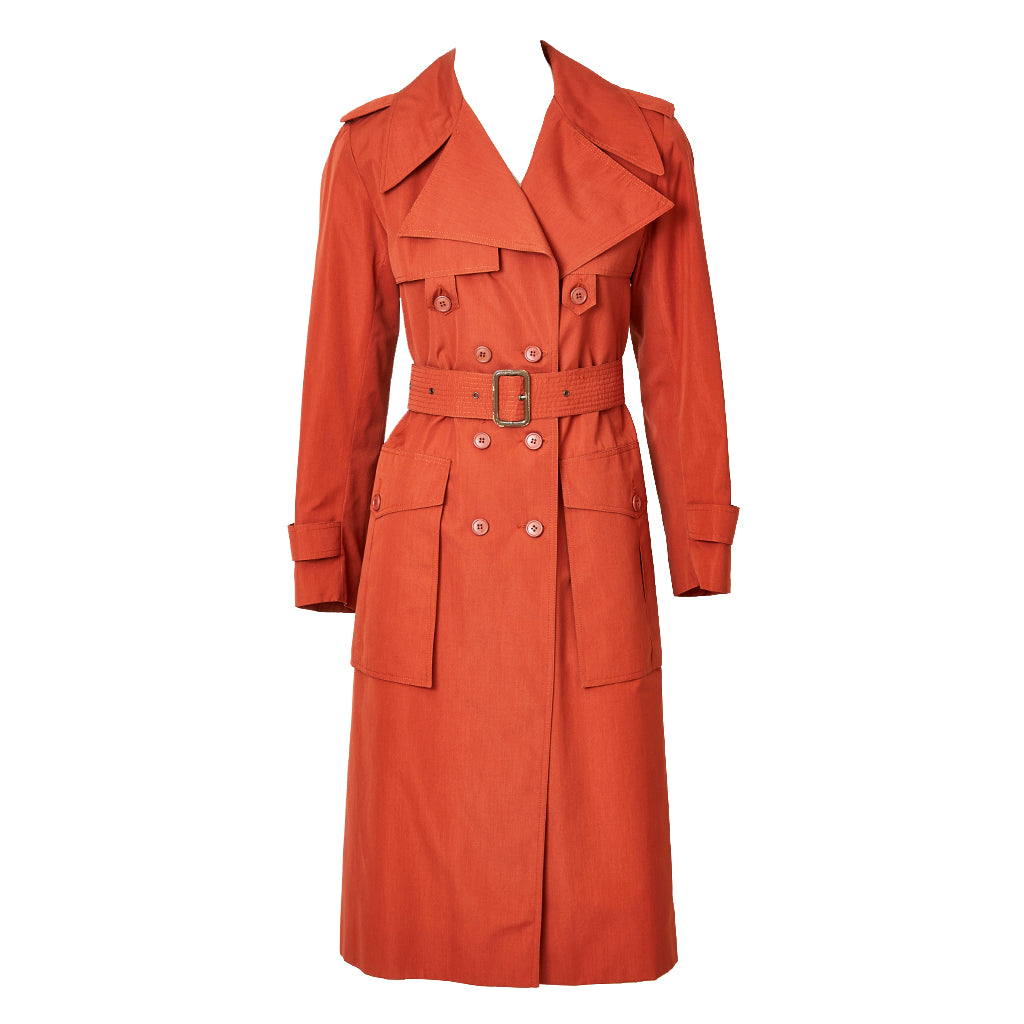 Yves Saint Laurent Double Breasted Belted Trench C. 1970's ...