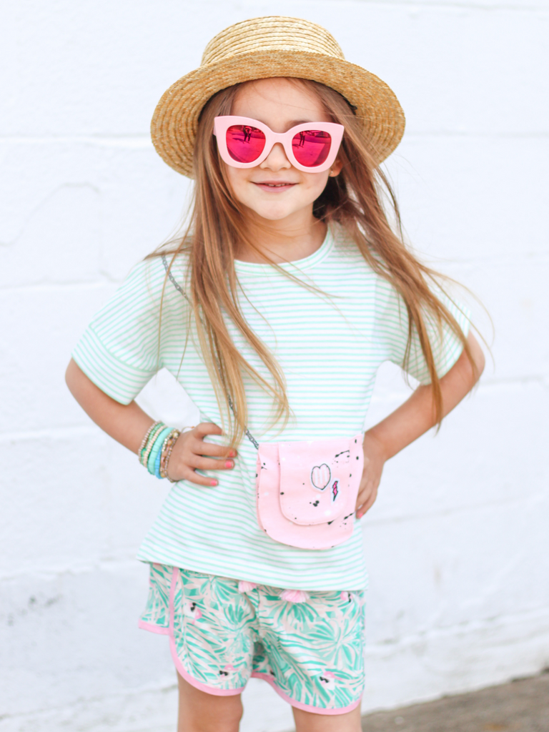 Girl's Striped Shirt with Functional Purse Pocket