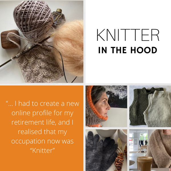 Knitter in the hood Collage Kaaren