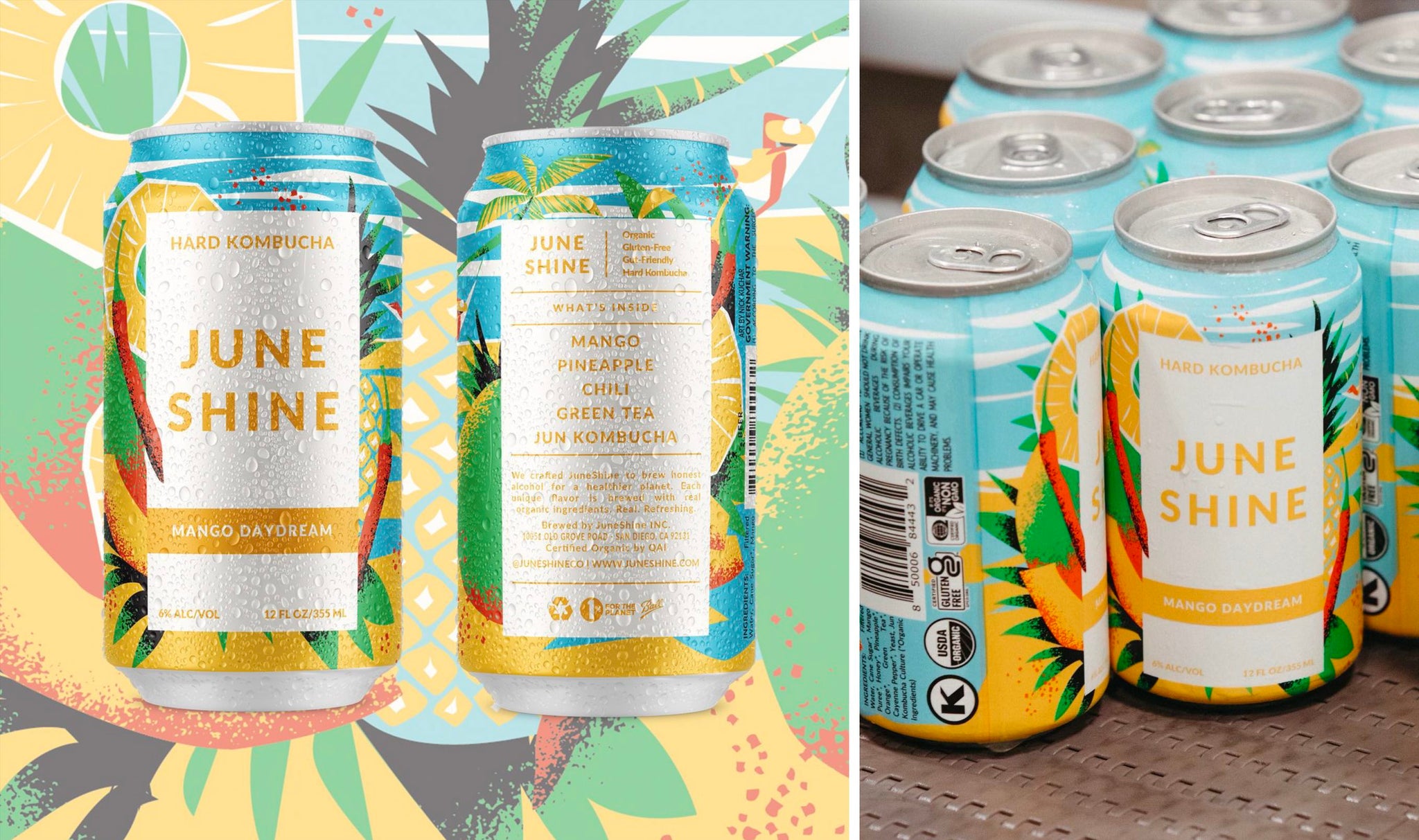 Nick Kuchar Custom Can Illustration for JuneShine's Mango Daydream Flavor