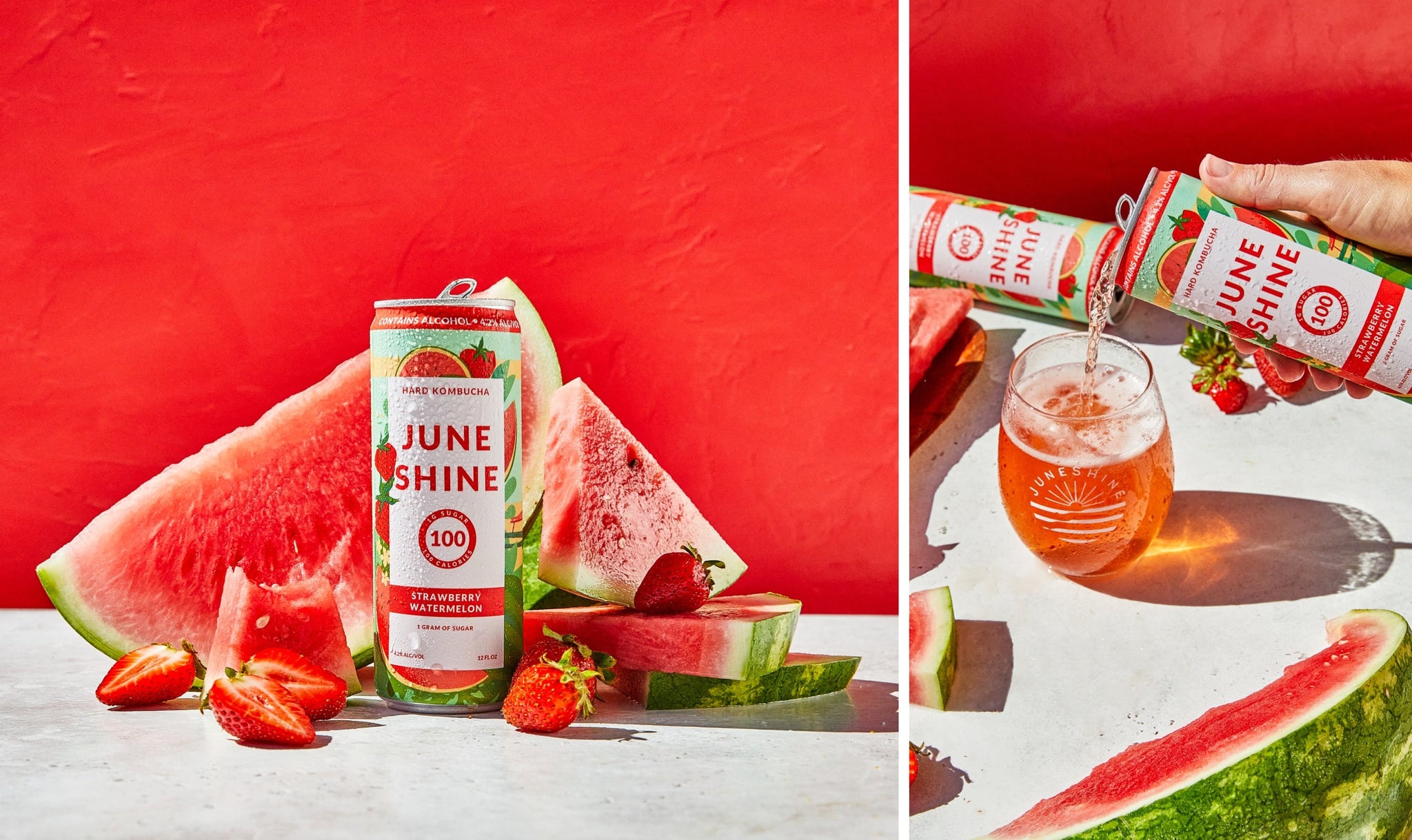Nick Kuchar Can Design for JuneShine Strawberry Watermelon Hard Kombucha