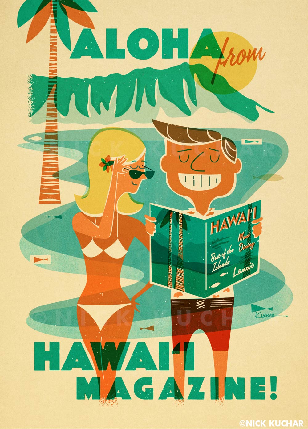 Nick Kuchar Vintage Waikiki Postcard