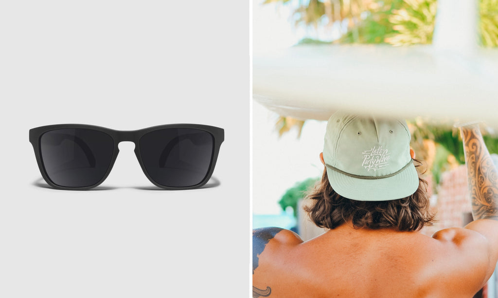 Surfer Gift Ideas: Distil Union Sunglasses/Party Wave Hat