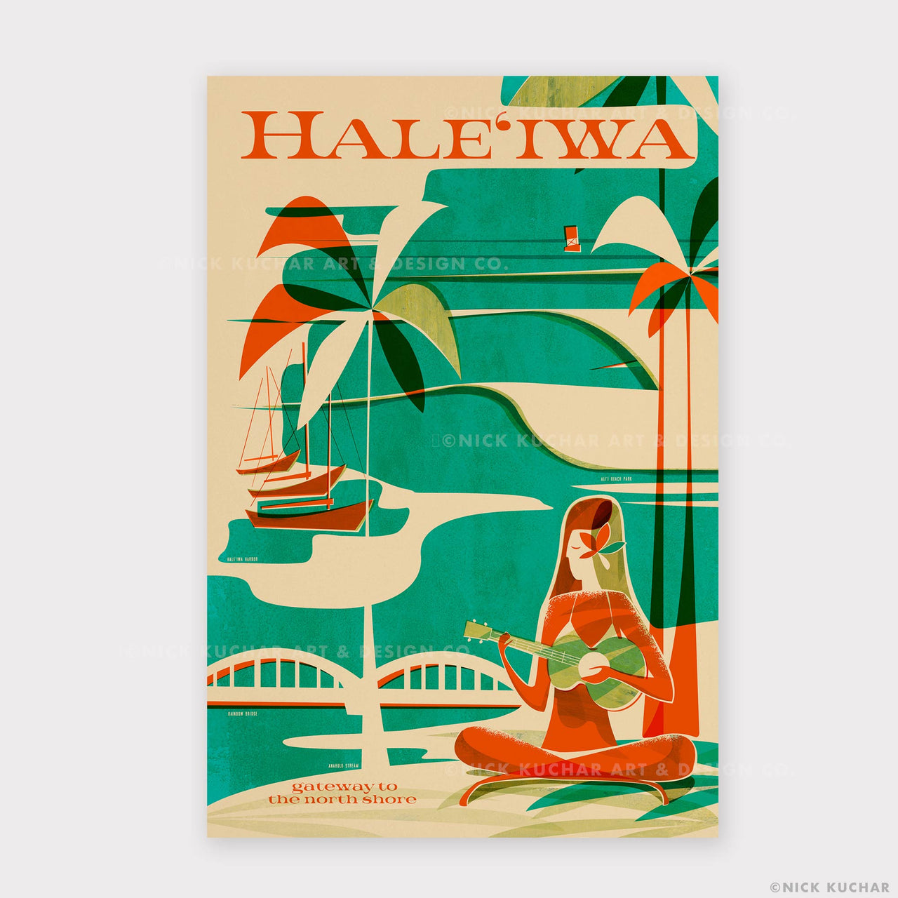 Bridge Travel Swinging 12x18 - Hanapepe Hawaii Print