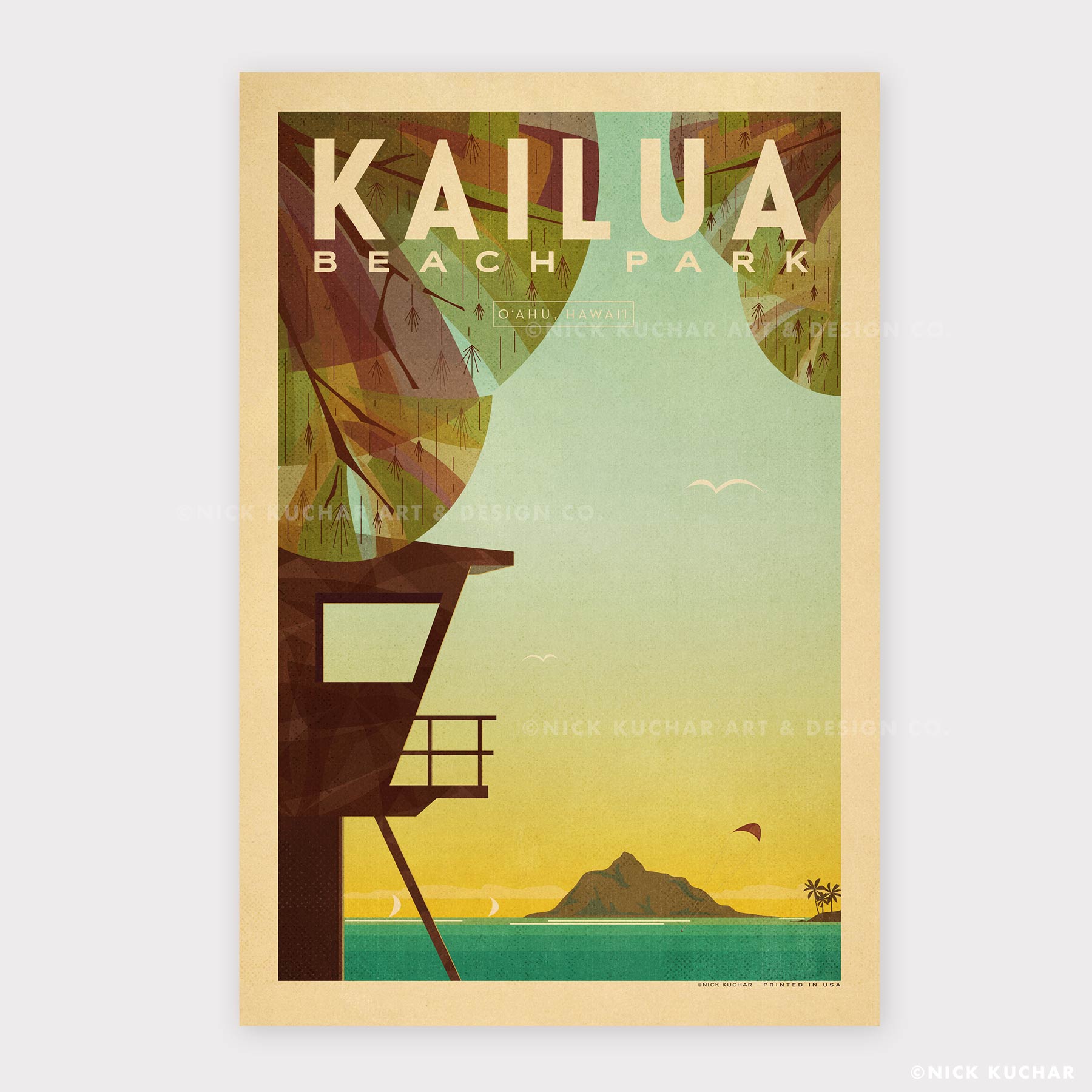 Sunset Beach Wahine Retro Hawaii Travel Print | North Shore Hawaii Art