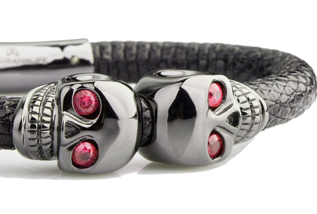 mens leather skull bracelet