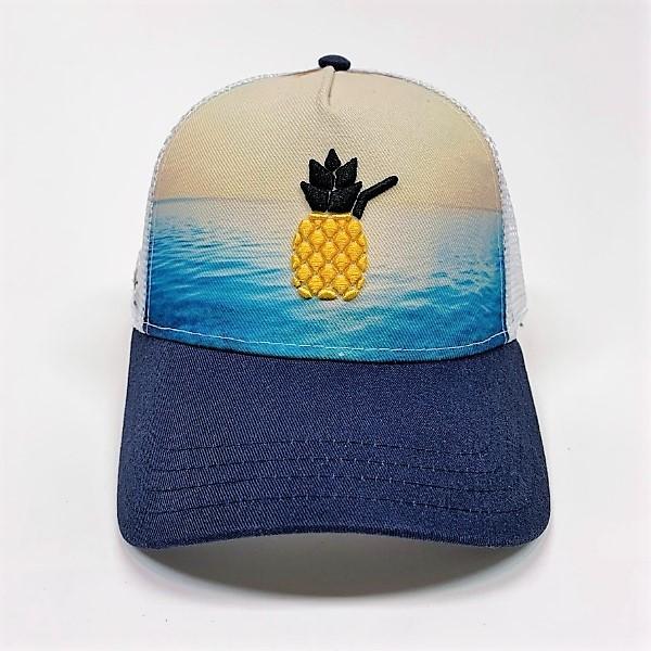 Cheers Beaches Embroidered 3D Pineapple Beach Trucker Hat: Carolina