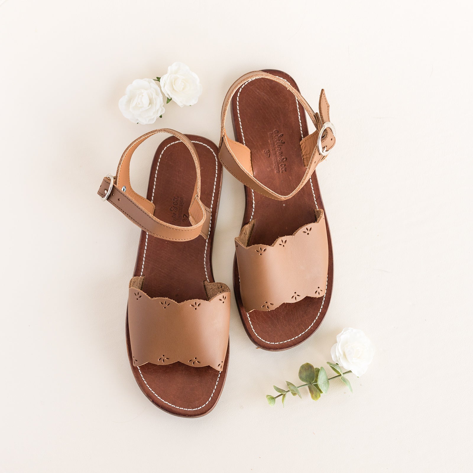 Avec Modération - Outdoor mules with leather outer sole and orange