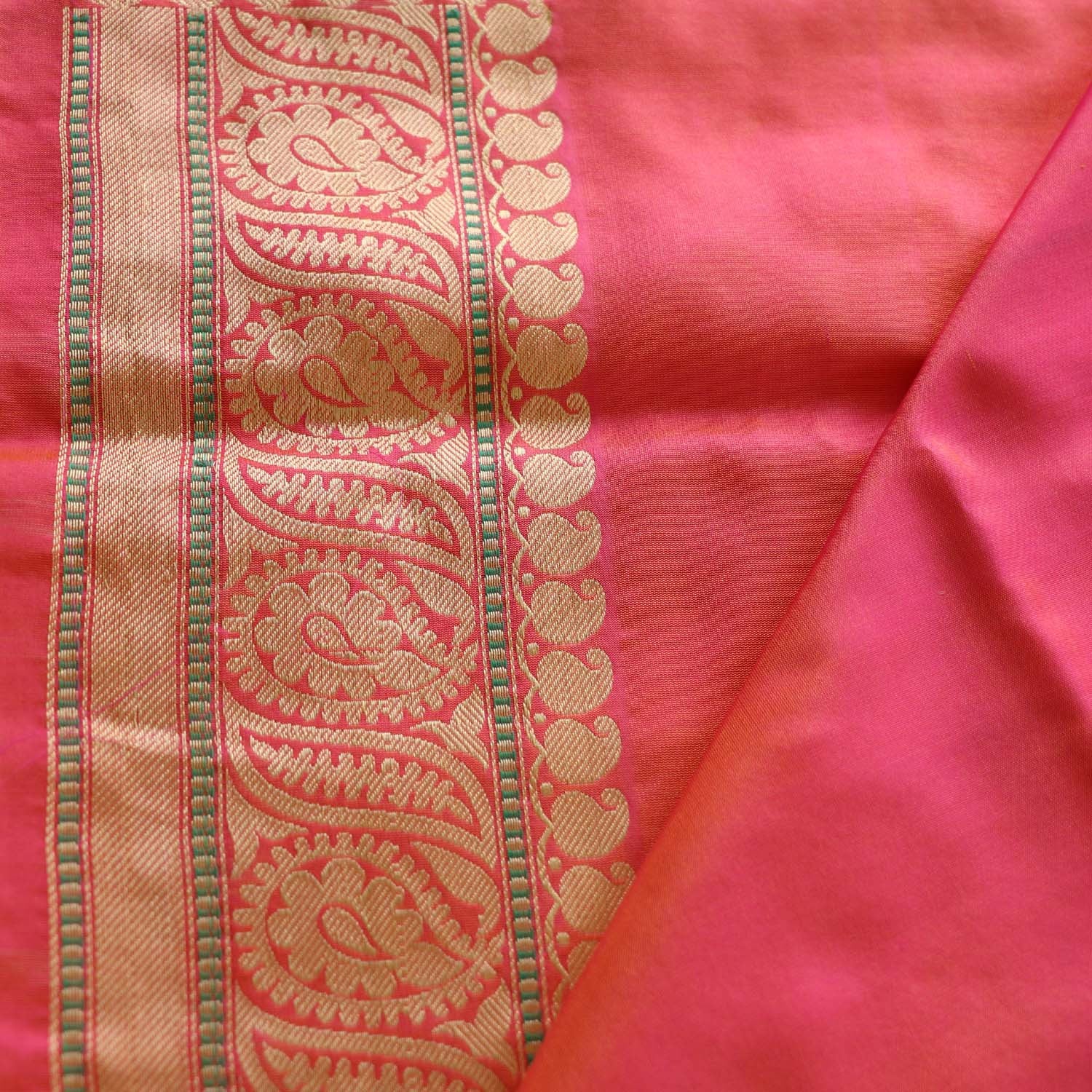 Light Orange-Gulaabi Pink Pure Katan Silk Banarasi Handloom Saree - Tilfi