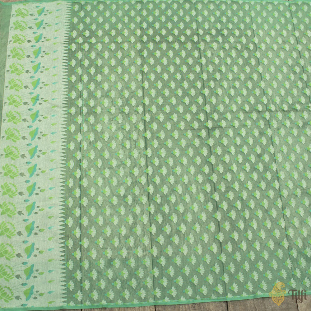 Green Pure Kora Silk Net Dupatta & Sea Green Pure Kora Silk Net Fabric ...