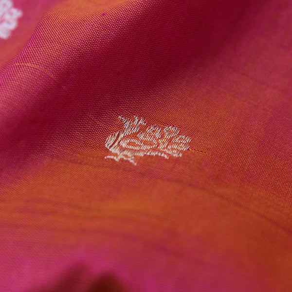 Orange-Rani Pink Pure Katan Silk Banarasi Handloom Dupatta - Tilfi