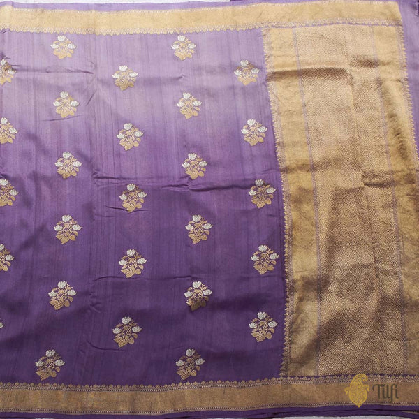 Lavender - Purple Pure Tussar Georgette Silk Banarasi Handloom Saree ...