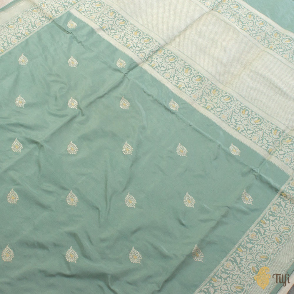 Blue Pure Katan Silk Handloom Banarasi Saree - Tilfi