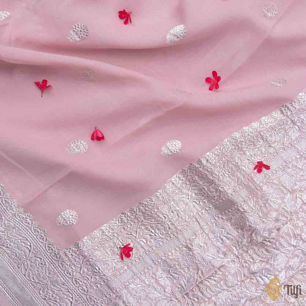 Blush pink Benarasi Georgette Saree – Pia Ka Ghar